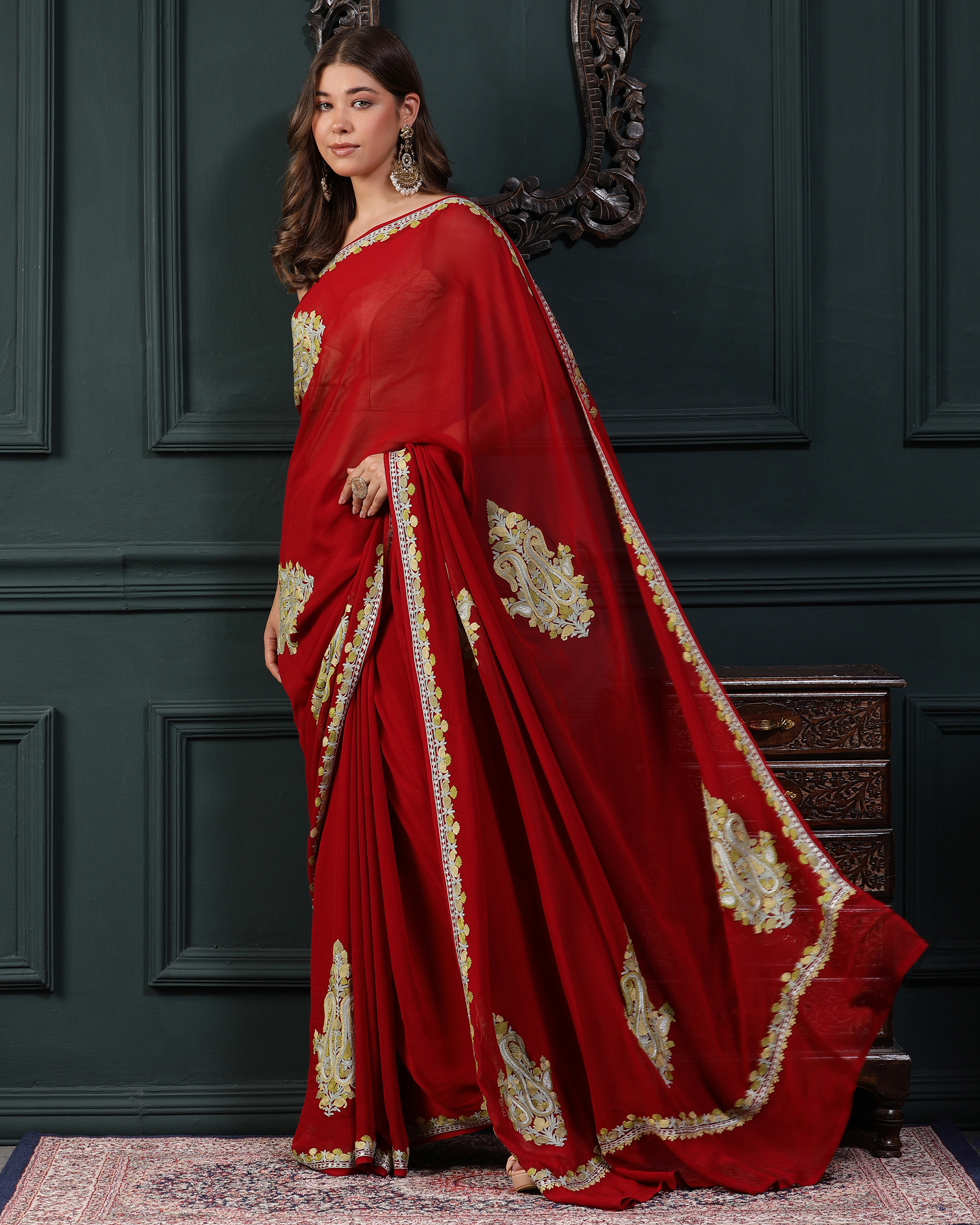 Aari and Zari Work Georgette Saree - left(1)
